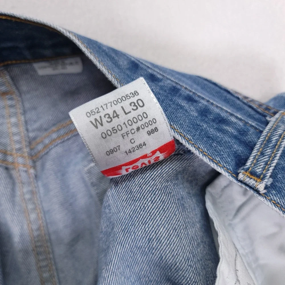 Levis 501 Mens Blue Medium Wash Straight Leg Button Fly Denim Jeans W32 L27
